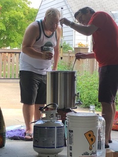 Pete and Bert monitoring brew progress