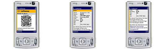 Sample image of mobile boarding pass on mobile phones
