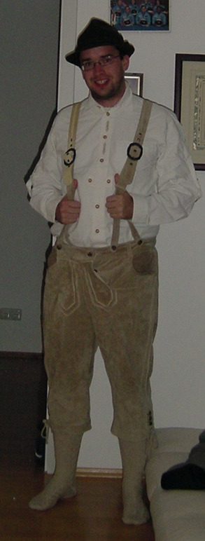 Pete wearing Lederhosen