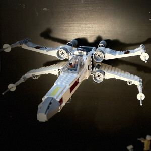 Front view of the X-Wing fighter with the wings spread out