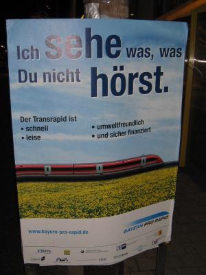 Poster promoting the Transrapid train line