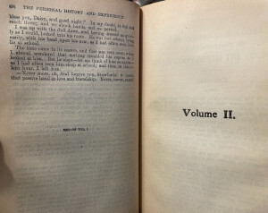 David Copperfield Book Open on the page of the start of volume 2