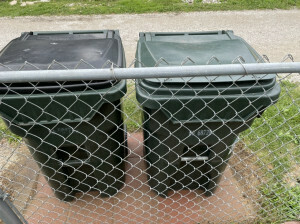 Trash can pad from house