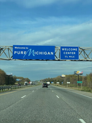 Highway sign that says Pure Michigan