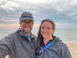 Jamie and Pete in front of Lake Michigan 